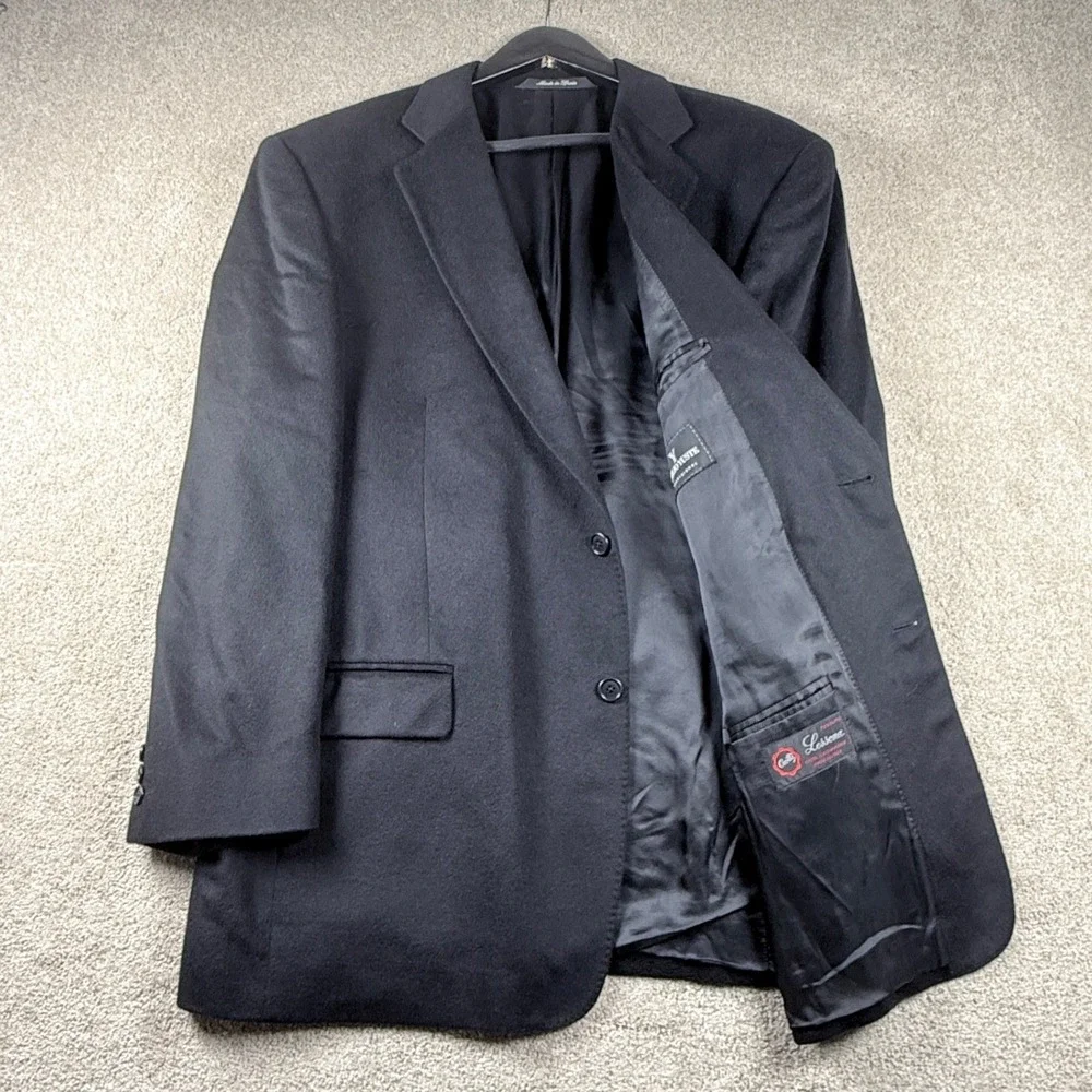 Emilio Yuste Blazer Men 46R Black 100% Cashmere Tessuto Lessona Italy